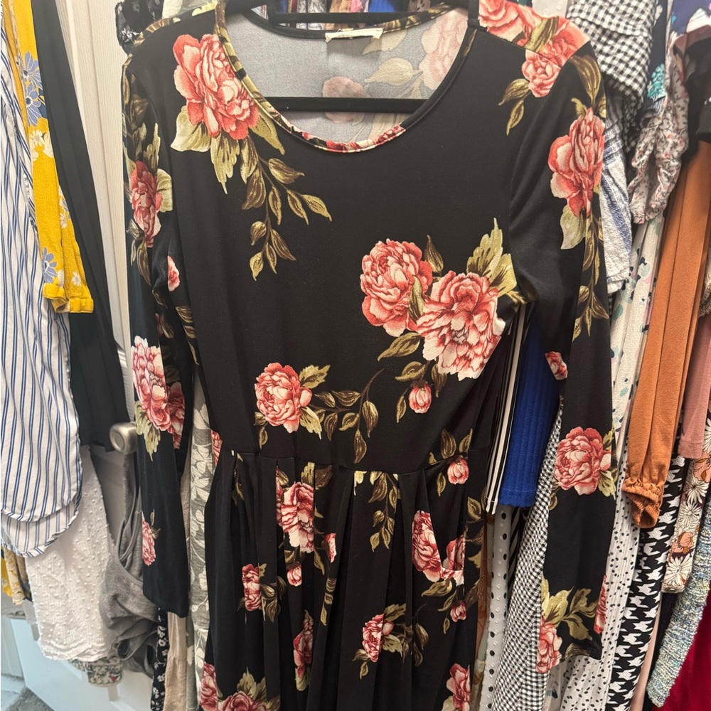 Floral Black Dress